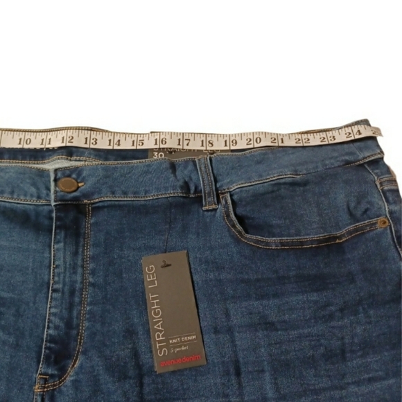 AVENUE DENIM Butter Straight Leg 5 Pocket Knit Denim Blue Jeans 30 NWT - Picture 8 of 9